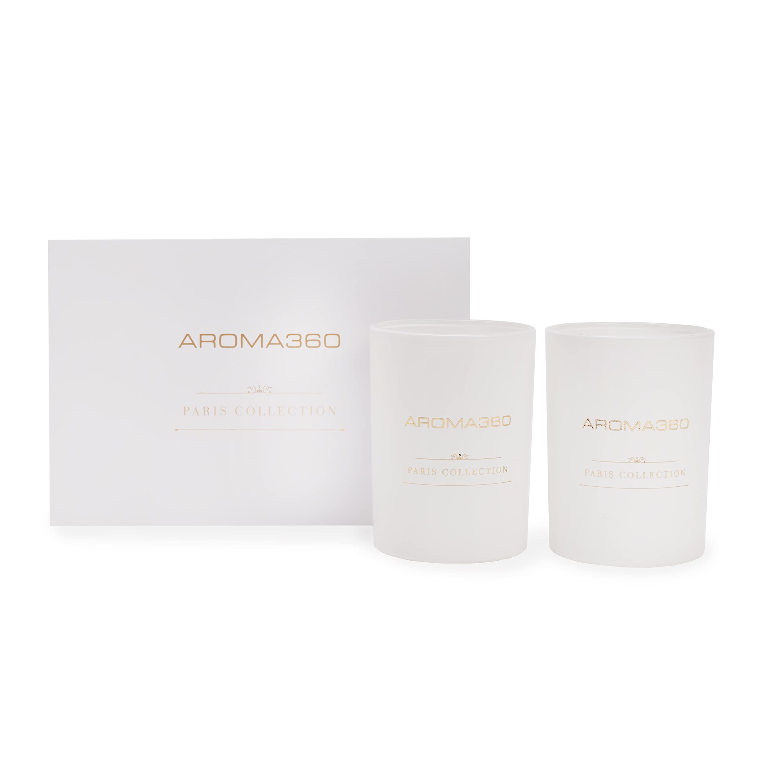 Aroma360 Dream On Paris Collection Candle Duo - Luxury Soy Candles - White Tea & Sweet Vanilla Aromatherapy - 11 oz Set