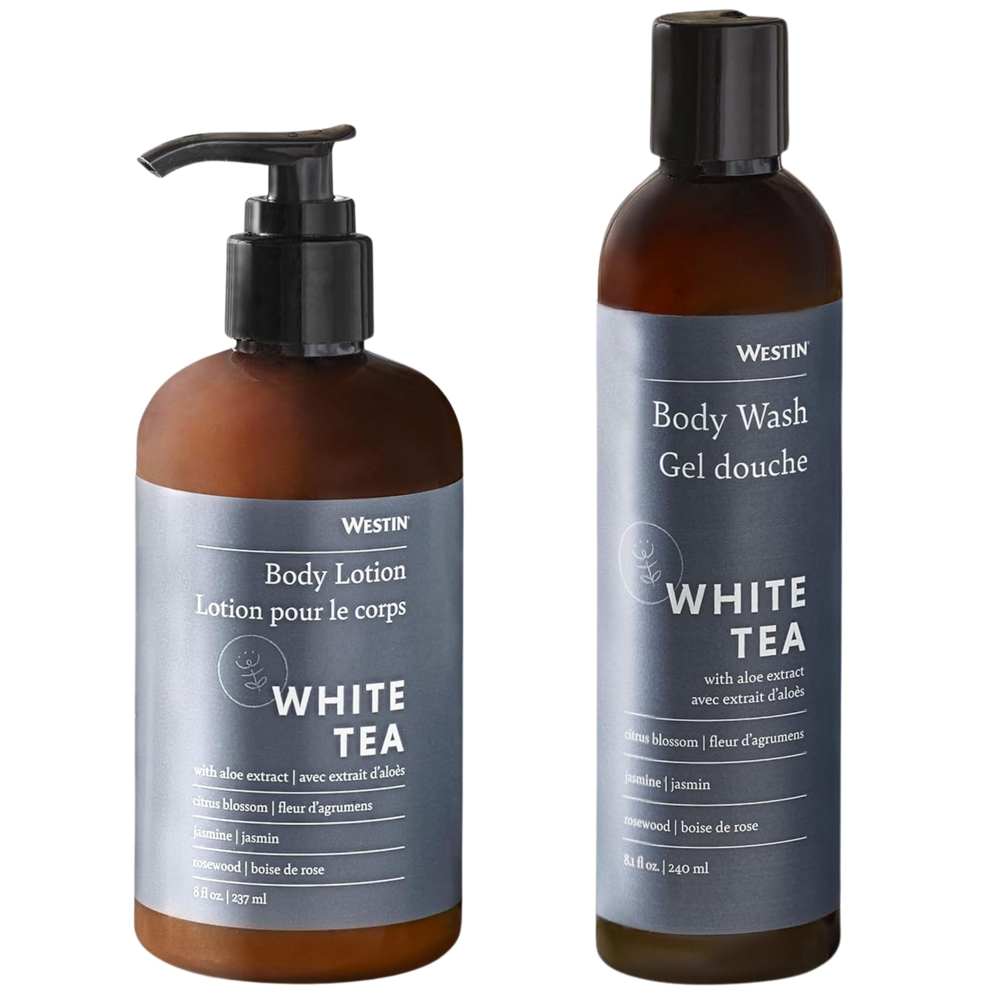 Westin White Tea Lotion & Body Wash - 8 oz Bottle - For Relaxing Spa Experience - Hotel Quality Hair and Body Care